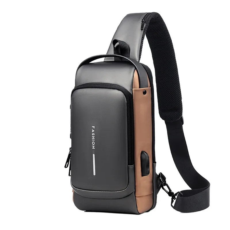 New Sling Bag Travel Shoulder Bag Waterproof Sports Chest Bag Anti-theft Crossbody Bag For USB Charging Bolso Para Hombre