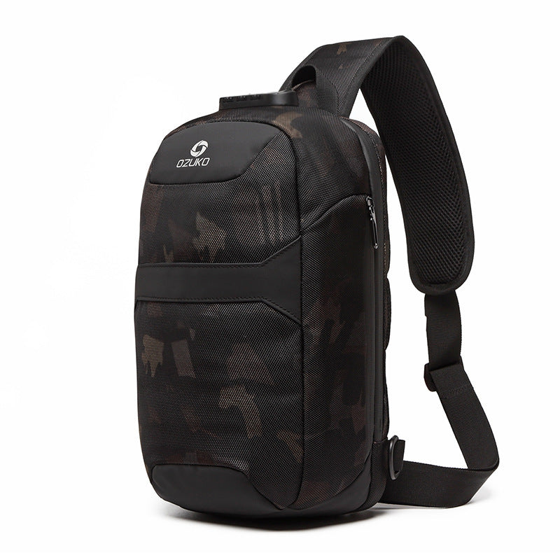 Camouflage version of Men's Anti-theft Chest Sports Waterproof Oxford Cloth Shoulder Messenger Bag with durable Oxford cloth material.